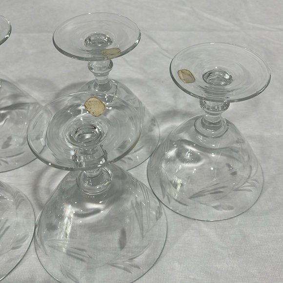 Vintage MCM Bohemia crystal etched champagne sorbet cocktails glasses set of 7 - Picture 14 of 15